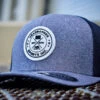 Headbanger Exclusive Flexfit Snapback Hat: Grey With White Circle Badge