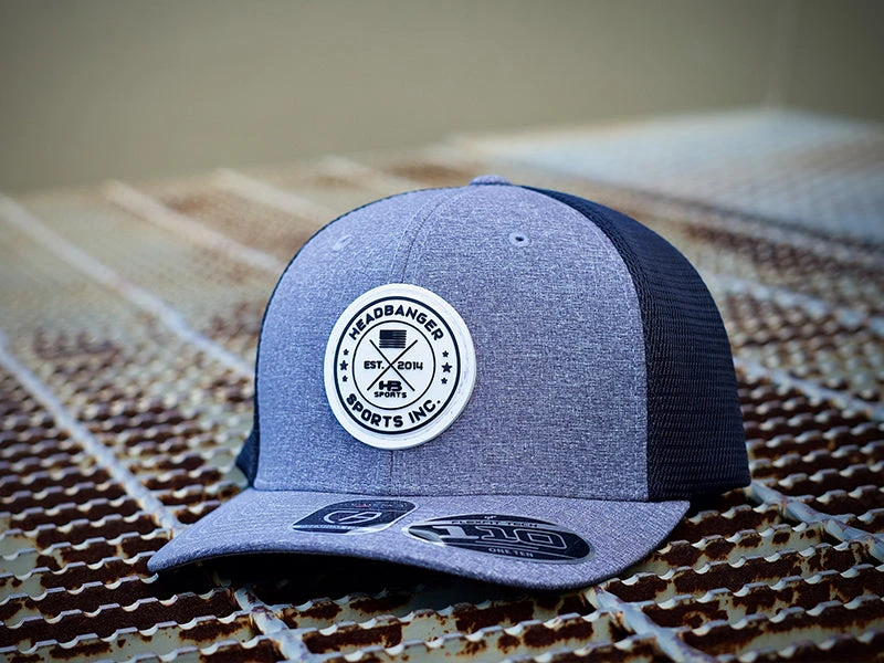 Headbanger Exclusive Flexfit Snapback Hat: Grey With White Circle Badge - Image 2