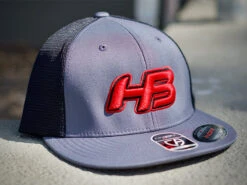 Headbanger Sports I8501 Cap America Flexfit Performance Trucker Mesh Back Hat: Graphite / Red