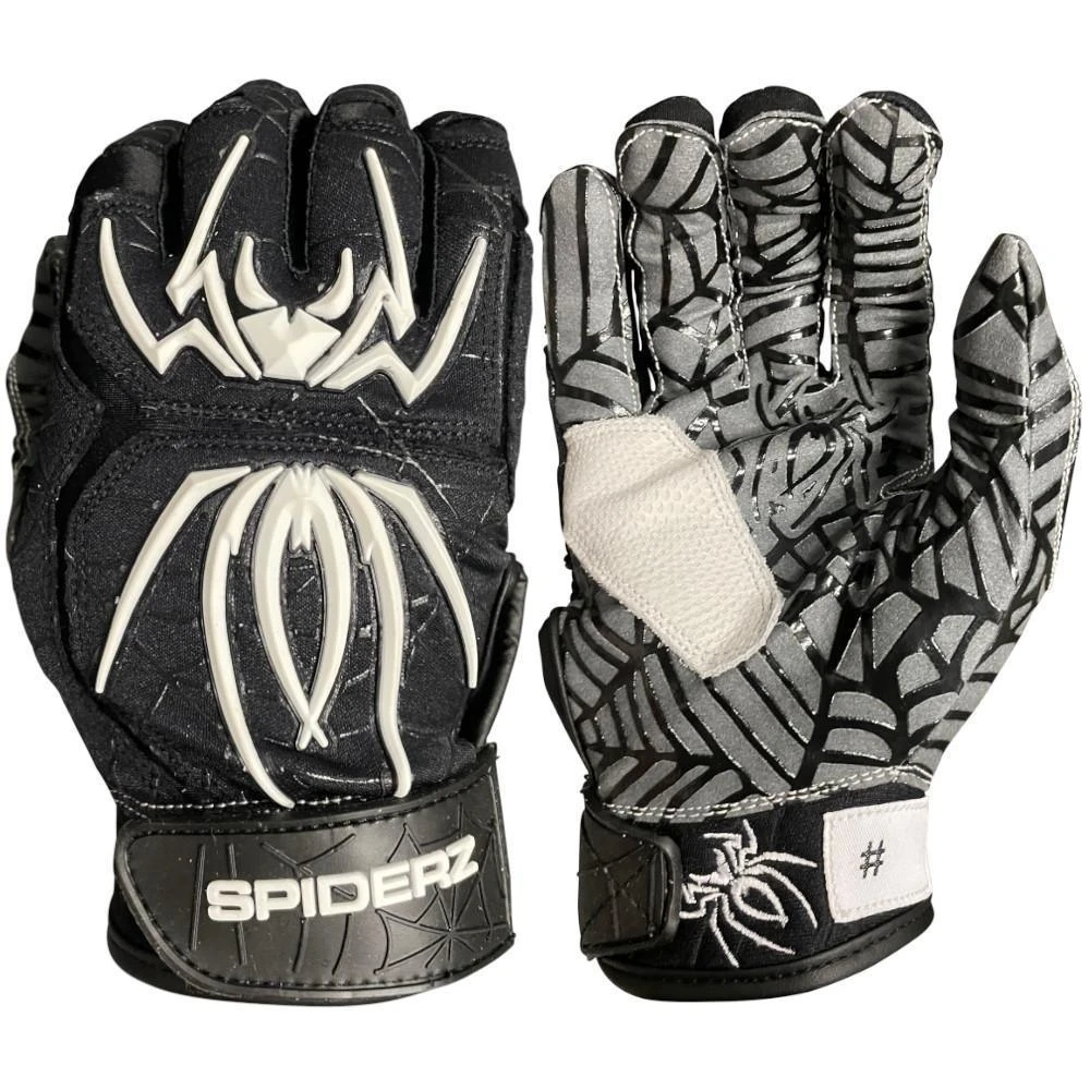 2023 Spiderz HYBRID Batting Gloves: Black/White
