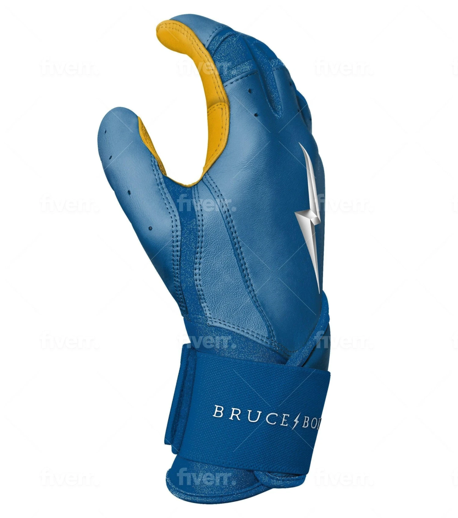 Bruce Bolt PREMIUM PRO Long Cuff Batting Gloves: Royal - Image 6