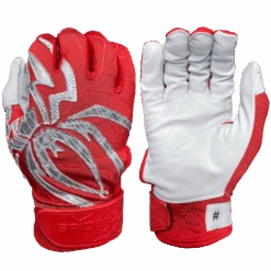 2022 Spiderz PRIZM Batting Gloves: Red/Silver
