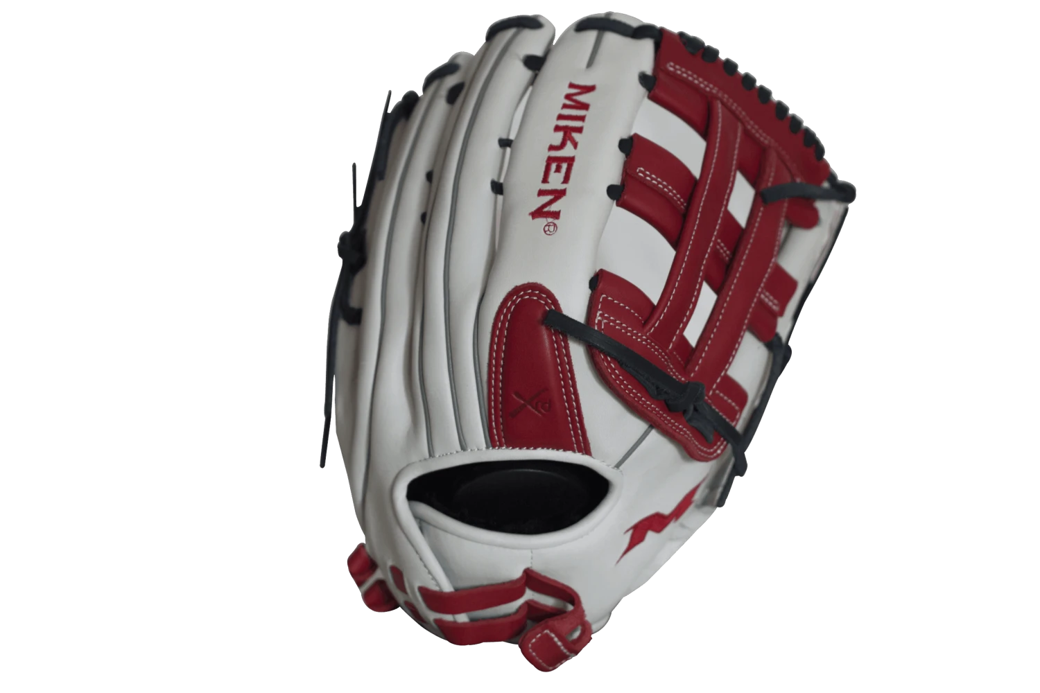 Miken Pro Series 13.5″ Slow Pitch Fielding Glove – White/Scarlet/Navy: PRO135WSN - Image 2