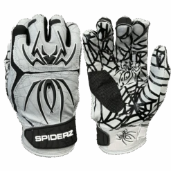 2023 Spiderz HYBRID Batting Gloves: Silver/Black