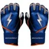 Bruce Bolt PREMIUM PRO NIMMO Long Cuff Batting Gloves: Mets Blue