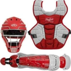 Rawlings Intermediate Scarlet/White VELO 2.0 Catcher's Gear Box Set: CSV2I-S/W